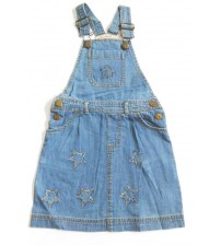 Denim Pinafore Dress, Children Wear, Kids Girls Wear, Color Sky Blue, 100% Cotton, Age 5 To 6 years